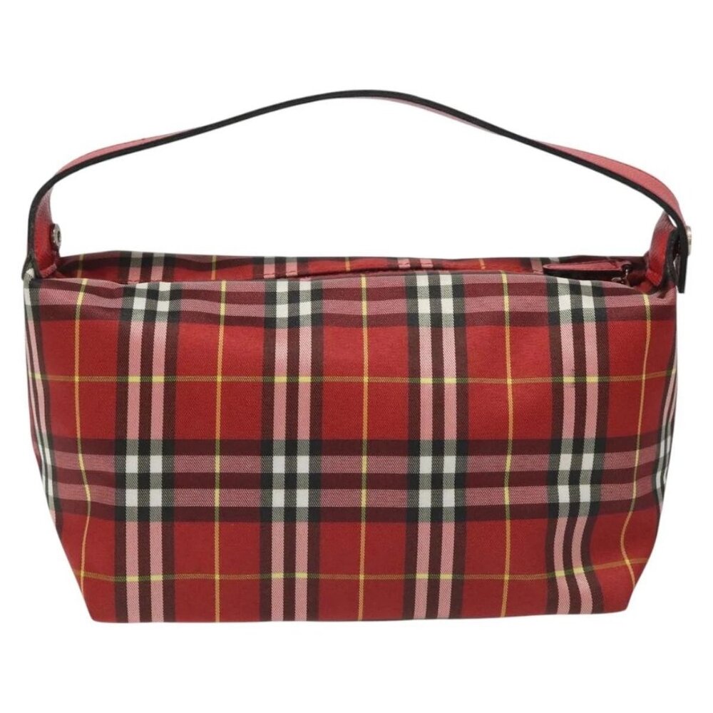 BURBERRY Nova Check Hand Bag Nylon Red Auth 110324 - Picture 3 of 14